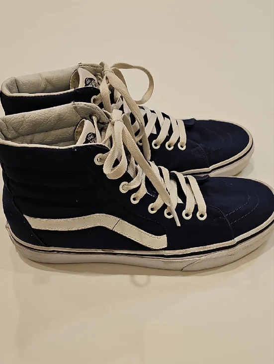 Vans SK8 High-Top Sneakers in Navy and White Men's Size 9 Women's Size 10.5 - Picture 3 of 11